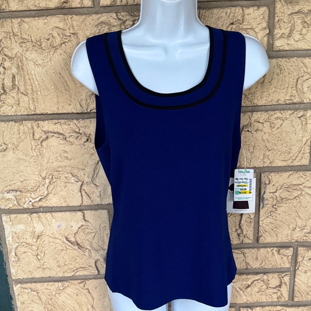 Cable & Gauge Royal Blue Tank Top with Black Trim New with tags NWT Size Large